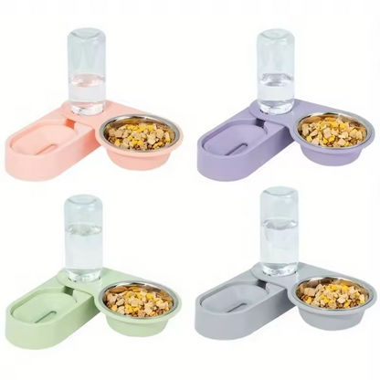 2-in-1 Futternapf mit Wasserspender für Hunde und Katzen