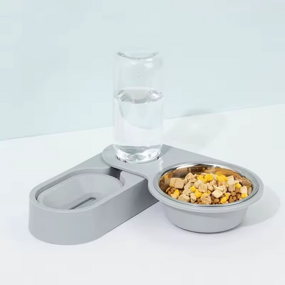 2-in-1 Futternapf mit Wasserspender für Hunde und Katzen